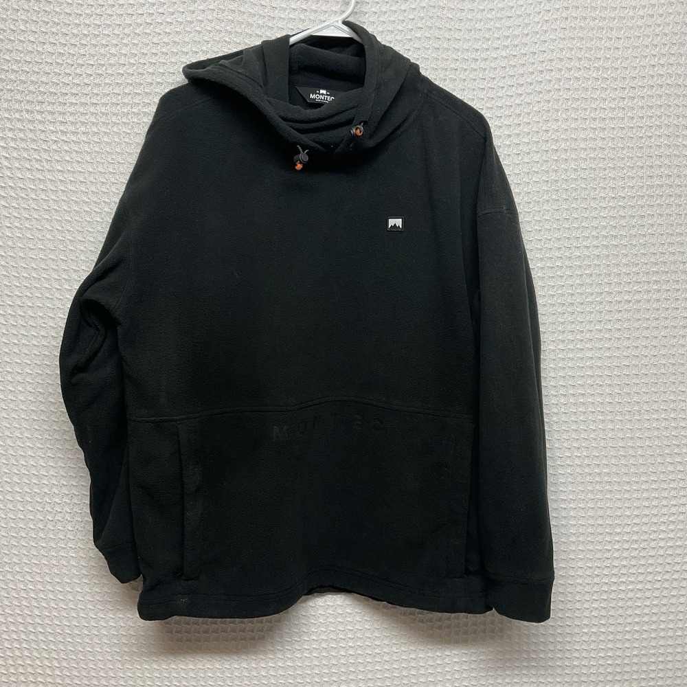 Montec Delta Hood Mens Large Black Quarter Zip Fleece Hoodie Pullover